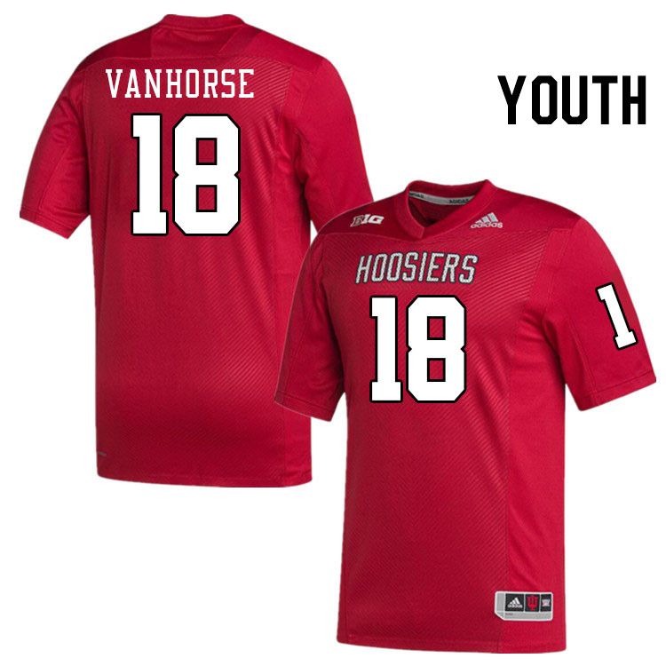 Youth #18 Solomon Vanhorse Indiana Hoosiers College Football Jerseys Stitched-Crimson